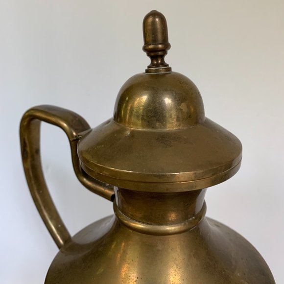 VTG Brass Coffee Pot Pedestal Boho Decor Large Tea Bohemian Accent - Picture 5 of 11